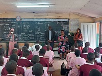 Amazing President Rev Dismus Bwesigye during a school visit to Kiswa Primary School